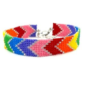 HAND CRAFTED Beaded Rainbow Bracelet